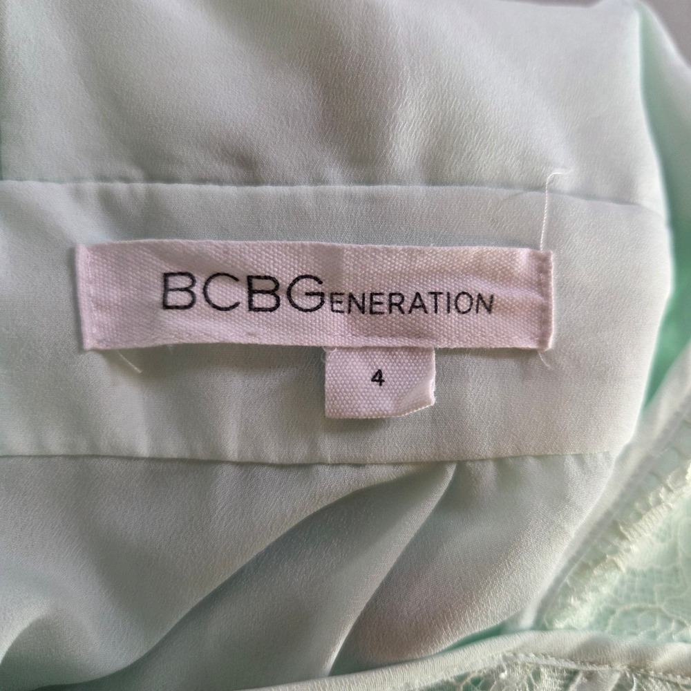 BCBGeneration Mint Green Lace Racerback Maxi Dress Size 4 Chiffon Gown Formal - Picture 6 of 7